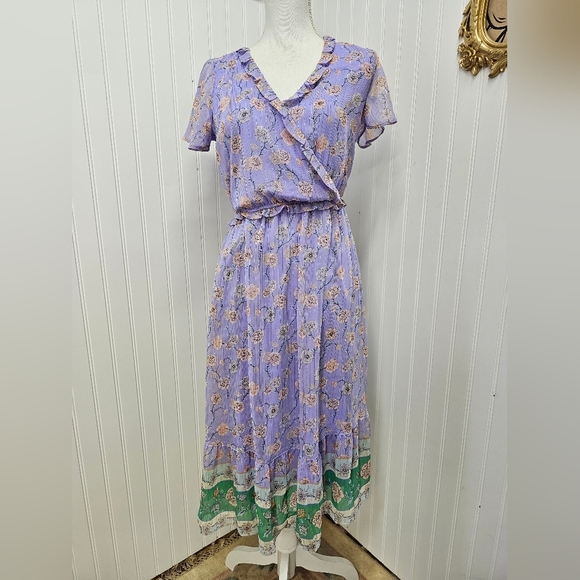 Floral Purple and Green Dress Lauren Conrad Xs - Picture 1 of 5